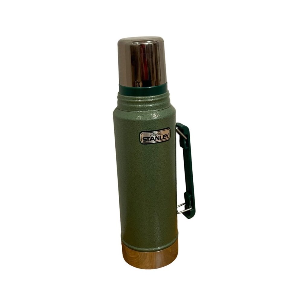 Vtg Aladdin Stanley Green Steel Thermos 1 Quart A-944DH Insulated Made in USA - Picture 2 of 12
